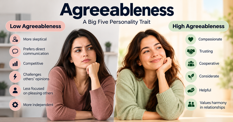 Comparison of high and low agreeableness,